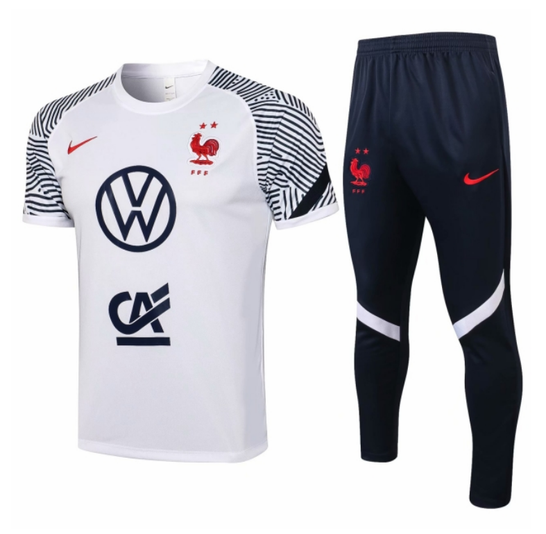 2021/22 France White Training Kits Shirt and Pants